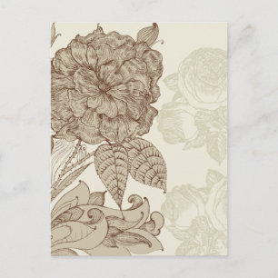 Carte Postale Fine Cool mignonne Girl Retro Mode florale