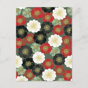 Carte Postale Fine Japonaise mignon Cool Girl Retro Floral