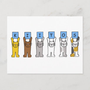 Carte Postale Finlandais Merci Kiitos Cartoon Chats