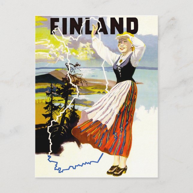 Carte Postale Finlande, fille sur la côte (Devant)