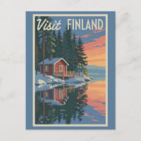 Finlande Lake Travel Art Vintage