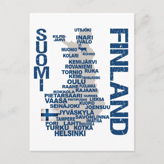 carte postale FINLANDE MAP (Devant)