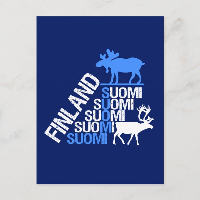 Carte postale Finlande Moose & Reindeer - personna (Devant)