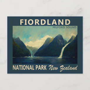 Carte Postale Fiordland National Park Nouvelle-Zélande Aquarelle