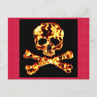 Carte Postale fire skull et crossbones
