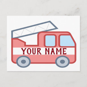 Carte Postale Fire Truck Personnaliser Personnaliser Fun Red