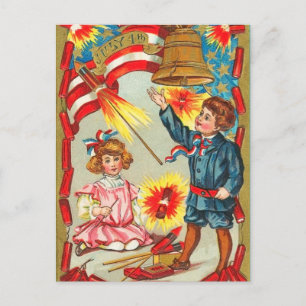 Carte Postale Fireworks 4 juillet vintage