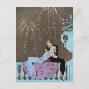 Carte Postale Fireworks Art déco vintage Le Feu, George Barbier