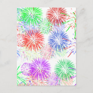Carte Postale Fireworks on Blank (Ajouter la couleur arrière - p