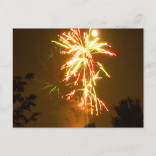 Carte Postale Fireworks sous la Pleine lune