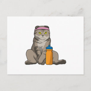Carte Postale Fitness Chat Boire de la tasse