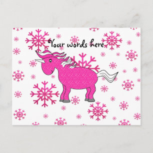 Carte Postale Flacons de neige rose licorne