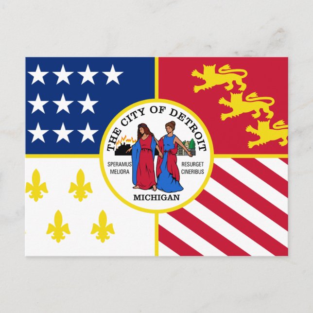 Carte Postale Flag of Detroit, Michigan Postcard (Devant)