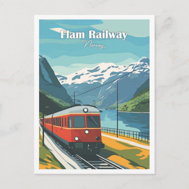 Carte Postale Flam Railway Norvège Illustration de voyage (Devant)