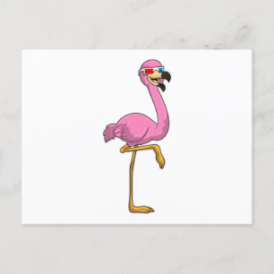 Carte Postale Flamant avec des lunettes