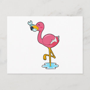 Carte Postale Flamant avec Poisson