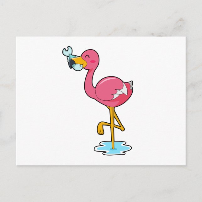 Carte Postale Flamant avec Poisson (Devant)