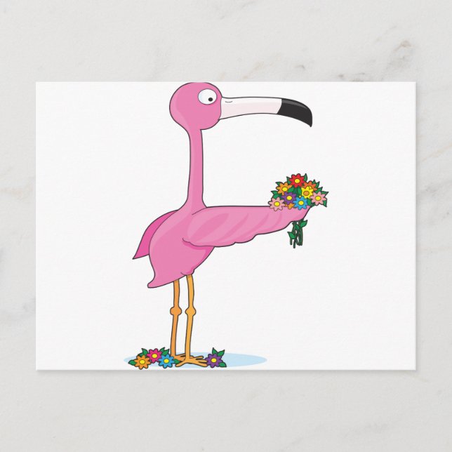 Carte Postale Flamant rose Alphabet animal (Devant)