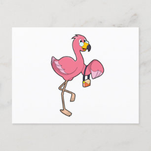 Carte Postale Flamant rose avec sac à main