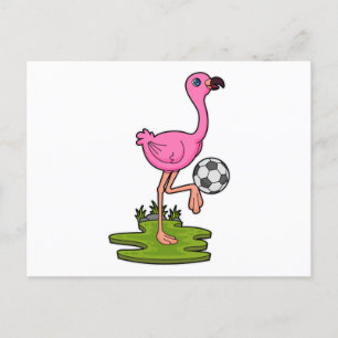 Carte Postale Flamant rose comme joueur de football avec Soccer