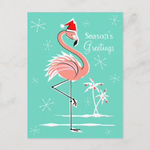 Carte postale Flamant rose de Noël