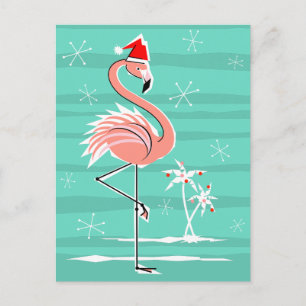 Carte postale Flamant rose de Noël