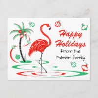 Flamant rose de Noël Rouge Joyeux Joyeux Jours de