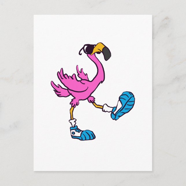Carte Postale Flamant rose drôle avec lunettes de soleil | chois (Devant)