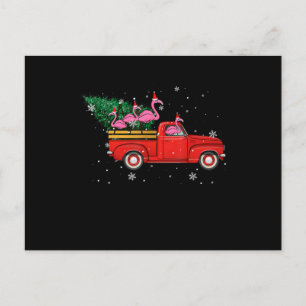 Carte Postale Flamant rose équitation Camion Rouge Noël Noël Noë