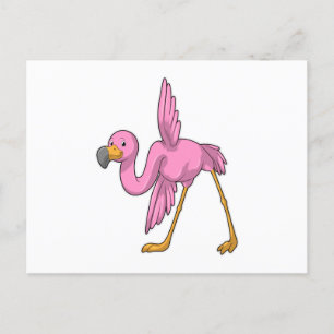 Carte Postale Flamant rose faisant un exercice de yoga
