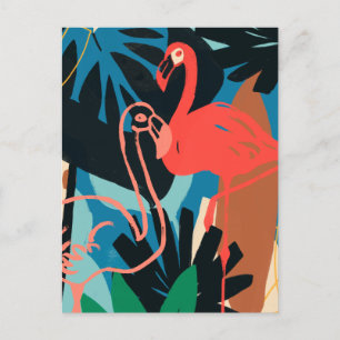 Carte Postale Flamant rose funky