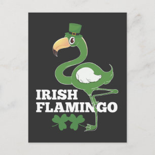 Carte Postale Flamant rose irlandais Irlande Jour de la Saint Pa