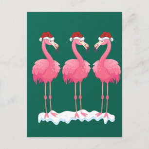 Carte Postale Flamant rose Lover Xmas Éclairage Père Noël Flaman