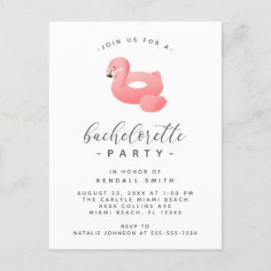 Carte Postale Flamant rose Pool Float Minimal Bachelorette Party