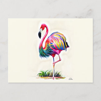 Carte postale Flamant rose rose