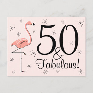Carte postale Flamant rose rose "50 et fabuleux !"