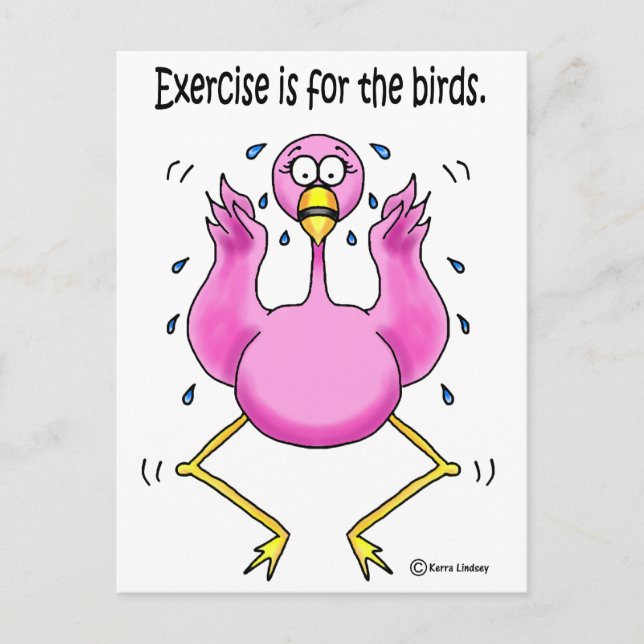 Carte Postale Flamant rose rose amusant exercice est pour les oi (Devant)