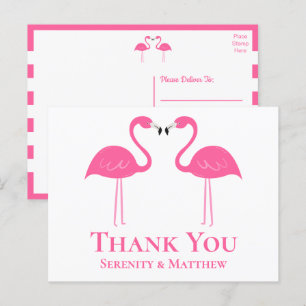 Carte Postale Flamant rose  rose de plage Tropical Merci Mariage