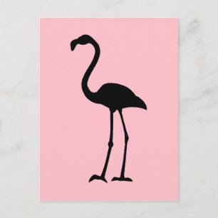 Carte Postale Flamant rose rose et noir