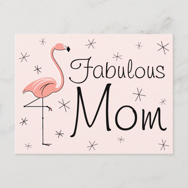 Carte postale Flamant rose rose "Fabulous Mom" (Devant)