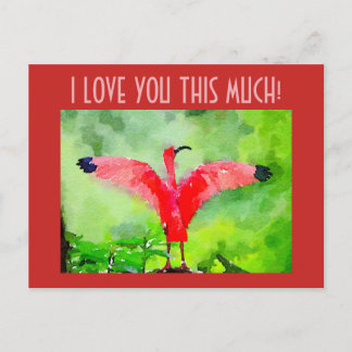 Carte postale - Flamant rose rose - Je t'aime tant