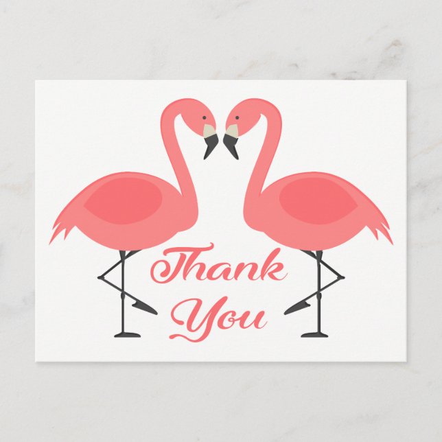 Carte Postale Flamant rose rose Merci Tropical Mariage Amour (Devant)