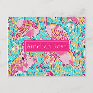 Carte postale Flamant rose rose personnalisée