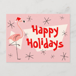 Carte postale Flamant rose Santas Pink Happy Holid