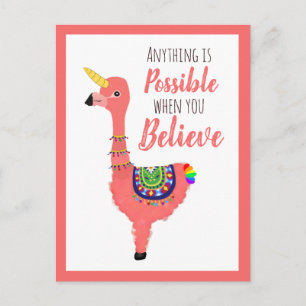 Carte Postale Flamant rose Unicorn Cute Llama Inspiration