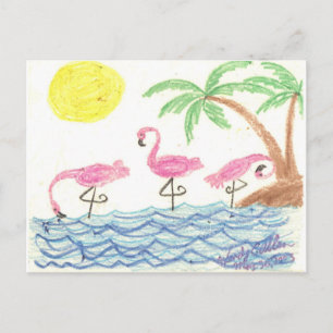 Carte Postale Flamants dans l'eau