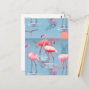 CARTE POSTALE FLAMANTS ROSES MOTIF 1