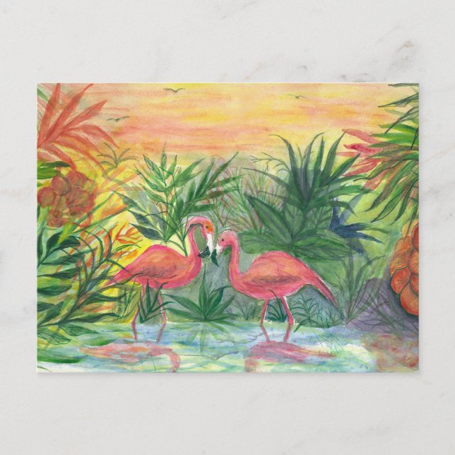 Carte Postale Flamants roses roses Floride Art (Devant)