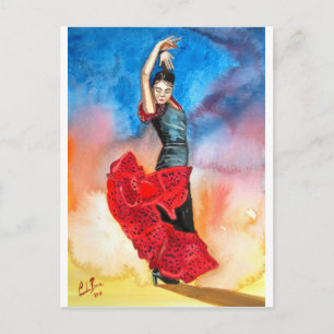 Carte Postale FLAMENCO DANCER watercolour