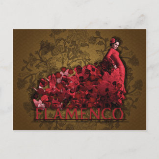 Carte Postale Flamenco Espagne Danse Art rouge noir brun